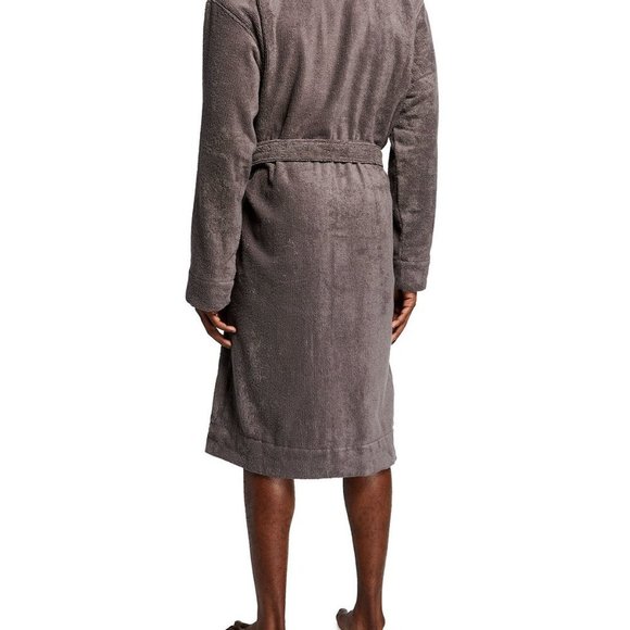 NWT UGG MEN'S RIBBED COTTON TERRY PLUSH ROBE GRAY‎ - Picture 7 of 7